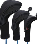 Durable Dope Neoprene Golf Club Head Covers Set For Driver And Fairway Woods With Long Neck Mesh Outer Layer And Cushion Sponge Lining