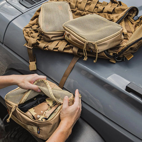 Durable Travel Packing Cubes Set With Zippers Luggage Organizers For Backpacking Waterproof 500D Nylon Build Tactical Style on vehicle