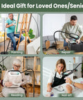 5X Rectangular Magnifying Floor Lamp in use for painting, repair, reading, and nail art, shown with a 24-inch flexible gooseneck.