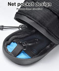 Open view of Ultralight Under Seat Bike Saddle Bag For Road Bikes Waterproof Pouch With 0.4 Liter Capacity showing net pocket design.