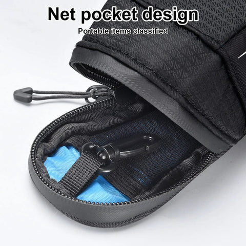 Open view of Ultralight Under Seat Bike Saddle Bag For Road Bikes Waterproof Pouch With 0.4 Liter Capacity showing net pocket design.