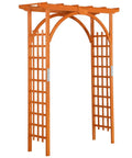 85 Inch Wooden Garden Arch Trellis For Climbing Plants, Outdoor Yard Arbor, Sturdy Brown Garden Entryway Stand, Natural Wood Finish