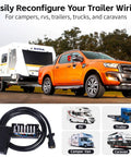 Built Tough 8 Ft 7 Way Trailer Wiring Kit Featuring Rock Solid Pure Copper Contacts And Weatherproof Junction Box for RVs and trailers.