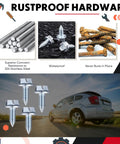 Bulk Pack Of 100 License Plate Screws 6mm X 16mm Slotted Hex Head Bolts Mounting Fasteners For Cars, rustproof and durable.