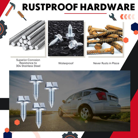 Bulk Pack Of 100 License Plate Screws 6mm X 16mm Slotted Hex Head Bolts Mounting Fasteners For Cars, rustproof and durable.