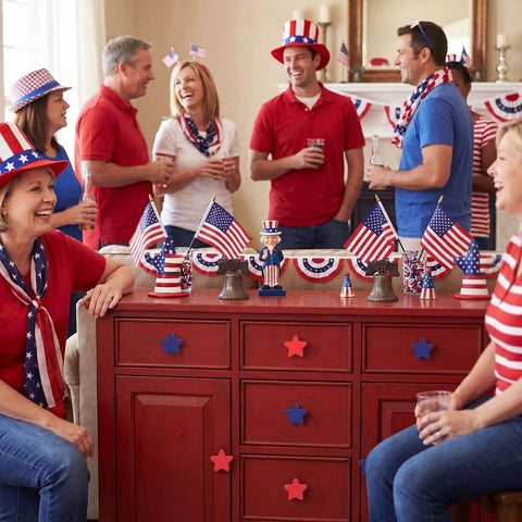 Red cabinet with Patriotic Star Cabinet Knob Set 12 Piece Red And Blue Silicone Drawer Knobs for 4th of July decor