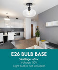 Semi Flush Mount Ceiling Light With Clear Glass Shade Modern Vintage Vibe Fixture in modern kitchen, E26 bulb base