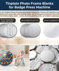 58mm Button Maker Supplies Tinplate Photo Frame Blanks For Badge Press Machine DIY Round Picture Frame Refills, 50 pcs