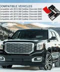 Heavy Duty Battery Distribution Fuse Block Direct Replacement For Chevy Silverado Tahoe Suburban Rigs shown on a GMC vehicle in snowy landscape.