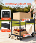 Heavy Duty 2 Tier Foldable Platform Hand Truck With 700 Lb Capacity For Warehouse Garage Workshop Or Office Use, High Strength Steel Frame, Rugged Yet Portable Workhorse Utility Cart