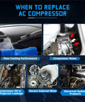 When to replace AC compressor, showing poor cooling, leaks, noise, and severe wear indicators for High Output Ac Compressor With Clutch 4920Ac Fits Acura Rdx 2007 To 2012 Honda Civic 2012 To 2015 Crv 2007 To 2014 7 Groove Pulley Oe 38810Rwca03 No Sweat Bolt In Climate Fix.