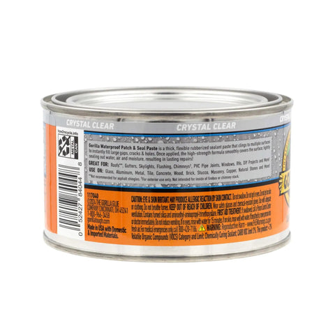 Heavy Duty Rubberized Sealant Paste That Kicks Water Leaks For Good On Wet Or Dry Surfaces in a metal can, focus on lid and label details.