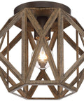Elevate Your Home Decor With This Straight Up Solid Rustic Flush Mount Ceiling Light Featuring A Dope Wood Finish That Brings Serious Farmhouse Vibes To Any Room UL Certified Easy Setup Perfect For Modern Living Spaces Today. Hexagon flush mount light with a rustic wood frame and visible bulb.