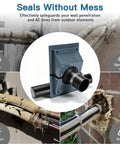 Slick HVAC Line Set Cover Kit For Wall Penetration AC Pipe Sleeves Weather Resistant Insulation Guard Mini Split System Hides Ugly Tubing Clean Cut Look Seamless Gray 2.36 Inch, showing protection from rain and sand.