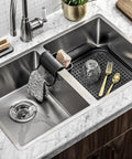 Drying Stone Sink Tray With Non Slip Base For Kitchen And Bathroom, Granite Look, Absorbent Mineral Material Drainer in modern sink.