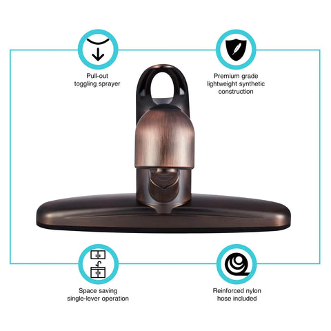 Oil Rubbed Bronze Pull-Out Kitchen Sink Faucet For RVs And Campers With Dual-Setting Sprayer, Easy Single-Lever Temperature Control