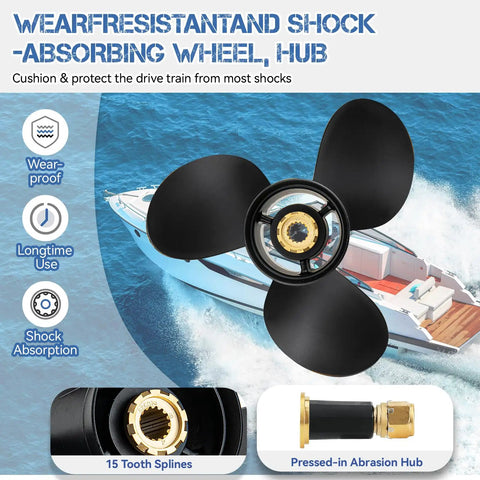 14 1/2 X 19 Pitch Boat Propeller For Mercruiser Alpha One Outboards 135-300HP 3 Blade Right Hand 15 Spline Hub Kit Included