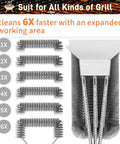 Heavy Duty Grill Brush And Scraper With 18 Inch Adjustable Handle For Outdoor Gas And Charcoal Grills Bottle Opener Included No Mess Cleanup Extra Strong Grill Cleaner For Grates And Racks showing 6X cleaning efficiency with dense bristles
