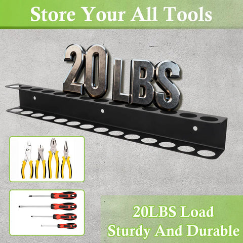 Wall Mount Screwdriver And Pliers Organizer With 14 Holes Heavy Duty Hand Tool Rack for garage workshop workbench tool chest cart