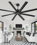 Beefy 72 Inch Black Ceiling Fan With Remote No Light Quiet DC Motor Industrial Indoor Outdoor With 8 Aluminum Blades