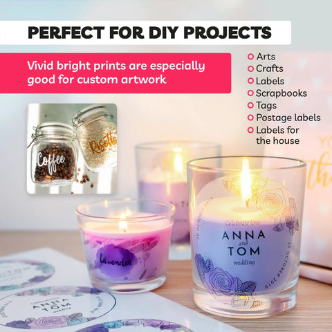 Candles with clear labels showcasing Ultra Clear Sticker Paper For Inkjet Printers 20 Sheets Transparent Glossy Printable Vinyl 8.5 By 11.
