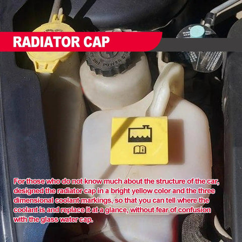 2 Pack Engine Coolant Reservoir Cap Yellow Replacement Cap for Jeep Dodge Ram Chrysler Fits Most TJ XJ KJ WJ Models.