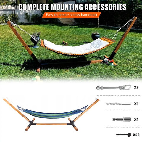 Heavy Duty Hammock Stand Kit With DIY Brackets For 4x4 Lumber, 14GA Steel, 500 Lbs Capacity, Powder Coated Finish, 1 Pair, Wood Posts Not Included, Outdoor Ready And Weatherproof For Your Yard