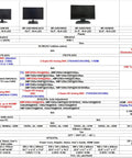 Specifications chart for monitors showcasing 18.5 Inch LED CCTV Security Monitor With HDMI Downscaled 4K Support BNC In Out Built In Speaker.