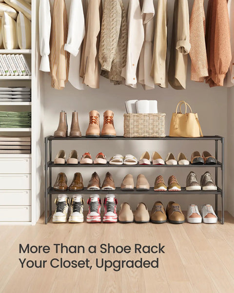 3 Tier Metal Shoe Rack Organizer For Entryway Space Saving Stackable And Flexible Use Upright Or Upside Down Fits 20 To 24 Pairs