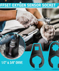 Mechanic using Five Piece Oxygen Sensor Socket And Thread Chaser Kit for Cars with 22mm Offset Sockets in 1/2 and 3/8 inch drives