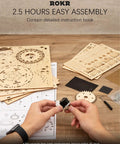 Hands assembling Starry Night 3D Puzzle Music Box Kit For Adults And Teens - Wind Up Wooden Gear Puzzle No Glue Needed