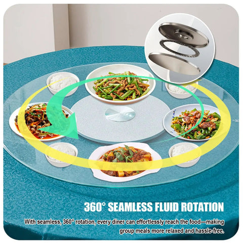 Tempered Glass Lazy Susan Turntable For Dining Tables 360 Degree Silent Rotating Tray Serving Plate with food platters