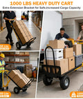 3-in-1 Convertible Hand Truck Dolly Cart With 10-Inch Pneumatic Wheels 1000 Lb Capacity Heavy Duty Hand Cart With Bungee Cords