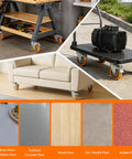 Top Shelf 4 Inch Caster Wheels With Brakes Set Of Four Heavy Duty Plate Casters on different floor types for versatile use.