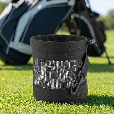 Two Pack Golf Ball Bags With Drawstring Nylon Mesh Pouches Quick Dry Ball Storage Bags For Practice And Training Shag Bag Organizer