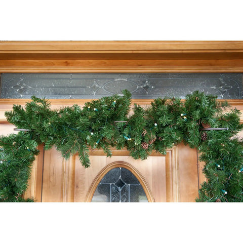 No Sweat Setup Front Door Garland Hanger With Thick Rubber Padded Ends For Year Round Decor fits wide doorjambs, holding garland.