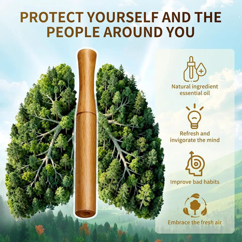 All Natural Herbal Inhaler With Premium Walnut Wood For Clear Breathing And Fresh Breath among lush greenery