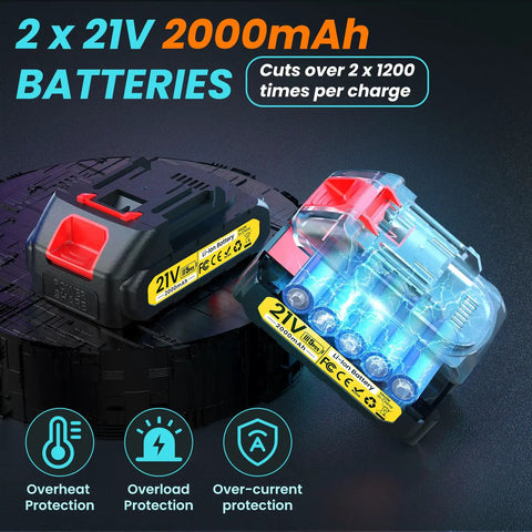 21V 2000mAh batteries for Cordless Electric Pruning Shears And 2-In-1 Pole Pruner With 8Ft Extendable Reach Up To 14Ft No Cord Convenience