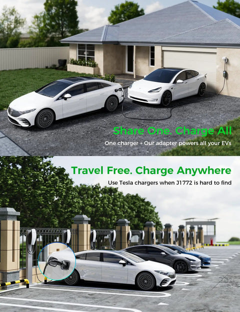 Straight Up Tesla To J1772 Nacs Adapter For Evs Plug And Play 80A Fast Charger Compatible With Ford Chevy Hyundai Rivian Charging at home and a station.