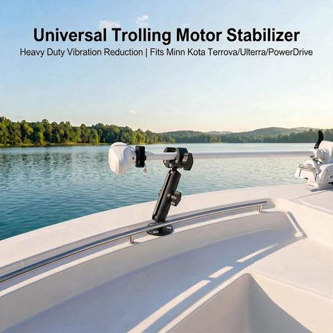 Heavy Duty Anti Vibration Trolling Motor Stabilizer Mount With 360 Degree Aluminum Bracket on fishing boat for Minn Kota Terrova Ulterra.