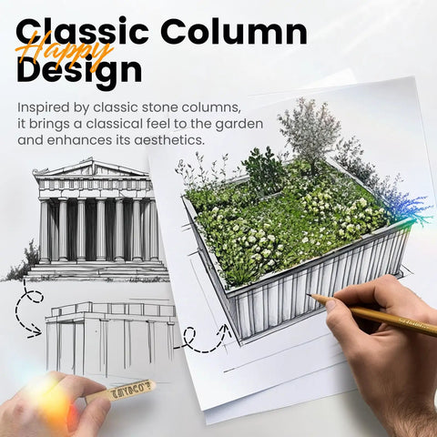 Raised Garden Bed Kit For Outdoor Use, 68 By 36 By 12 Inches, Galvanized Steel Planter Box, 2 Pack, sketch with classical design.