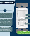 Product features of Motion Sensor Light Switch With Auto On Auto Off Occupancy Sensor For 150W LED And CFL Lighting.