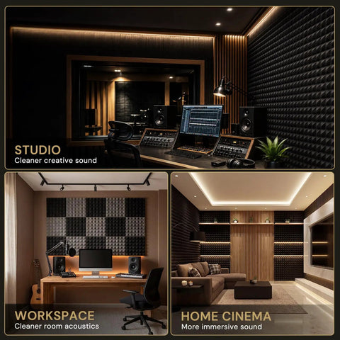 Acoustic Panels 50 Pack 2x12x12 No Drill Required Pyramid Foam For Walls And Home Studio Noise Reduction Echo Control Kit