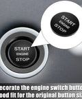 Push Start Button Cover Kit One Click Trim Sticker for Range Rover and Jaguar, black aluminum alloy, in car interior close-up