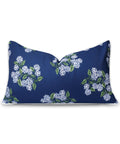 Coastal Lumbar Pillow Cover 12x20 Inches Water Repellent Outdoor Indoor Navy Blue Hydrangea Print Durable Polyester