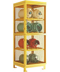 Horizontal Gas Cylinder Storage Cabinet Heavy Duty Carbon Steel Lockable 2 Tier or 4 Tier Options with Yellow Powder Coat