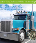 Semi truck with 20 Pack Lug Nut Covers For Semi Trucks And Rigs 33mm By Two And One Half Inch Thread On Push On Caps