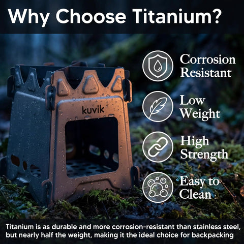 Titanium Wood Stove Ultralight And Compact For Backpacking With Collapsible 0.2 Inch Thick Design And Weighing Just 6.8 Ounces under trees