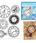 Total Standout Vintage Clock Silicone Clear Stamps With Gear Shapes Retro Transparent Rubber Blocks For Scrapbooking Journal Cards And Dope Diy Crafts That Stamp Super Smooth Every Damn Time on a craft background with colorful cards.