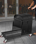 Heavy Duty Black Folding Chair Dolly Built Dang Tough With Reinforced Steel Frame And Anti Rust Coating For Smooth Event Setup And High Capacity Moving Cart with stacked chairs